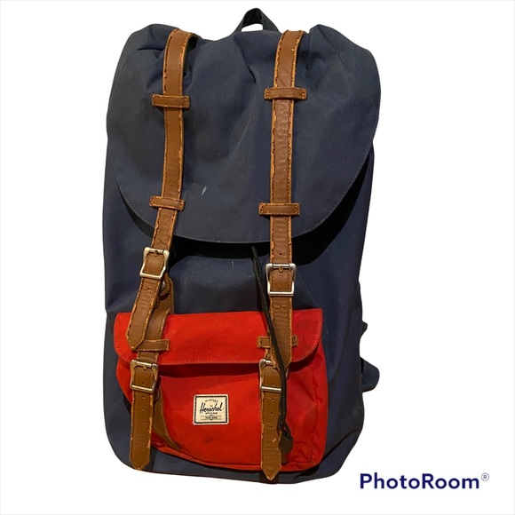 Herschel Supply Company Other - Herschel large lap top backpack 15 in laptop insert padded blue and red leather